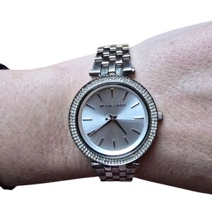 Michael Kors Silver Watch with Crystal Accents